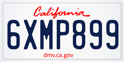CA license plate 6XMP899