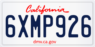 CA license plate 6XMP926