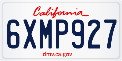 CA license plate 6XMP927