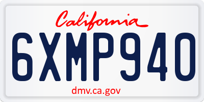 CA license plate 6XMP940