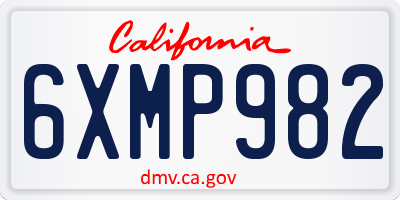 CA license plate 6XMP982