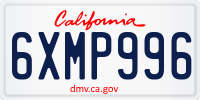 CA license plate 6XMP996