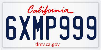 CA license plate 6XMP999