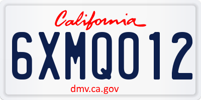 CA license plate 6XMQ012