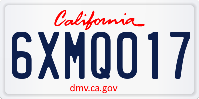 CA license plate 6XMQ017