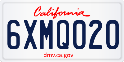 CA license plate 6XMQ020