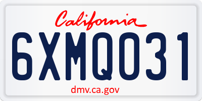 CA license plate 6XMQ031