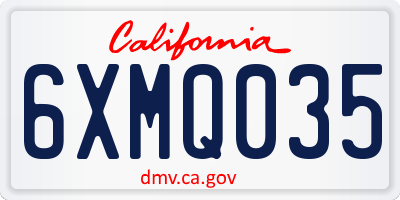 CA license plate 6XMQ035