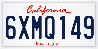 CA license plate 6XMQ149