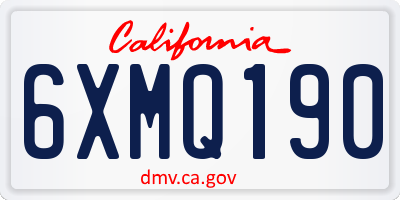CA license plate 6XMQ190