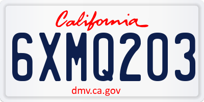 CA license plate 6XMQ203