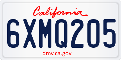CA license plate 6XMQ205