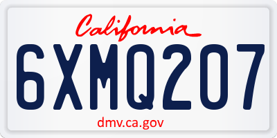 CA license plate 6XMQ207