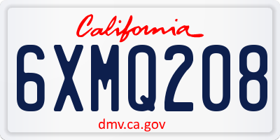CA license plate 6XMQ208