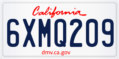 CA license plate 6XMQ209