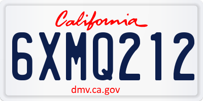 CA license plate 6XMQ212