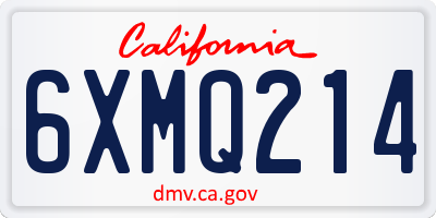 CA license plate 6XMQ214
