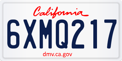 CA license plate 6XMQ217