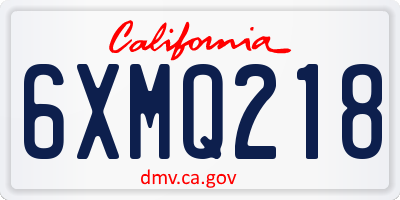 CA license plate 6XMQ218
