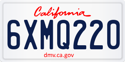 CA license plate 6XMQ220