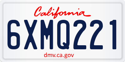 CA license plate 6XMQ221