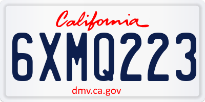 CA license plate 6XMQ223