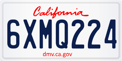 CA license plate 6XMQ224