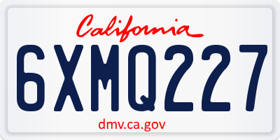CA license plate 6XMQ227