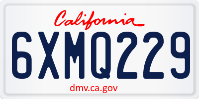 CA license plate 6XMQ229