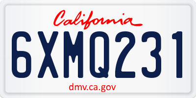CA license plate 6XMQ231