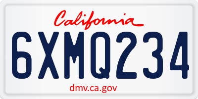 CA license plate 6XMQ234