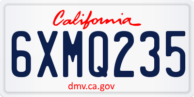 CA license plate 6XMQ235