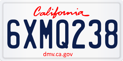 CA license plate 6XMQ238