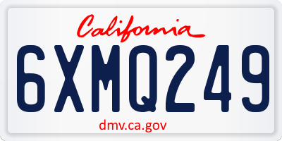 CA license plate 6XMQ249
