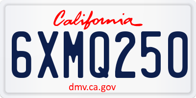 CA license plate 6XMQ250