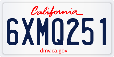 CA license plate 6XMQ251