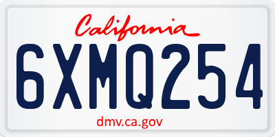 CA license plate 6XMQ254
