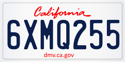 CA license plate 6XMQ255