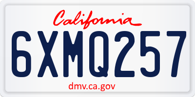 CA license plate 6XMQ257