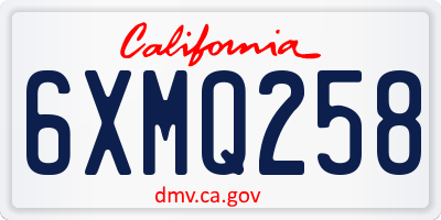 CA license plate 6XMQ258