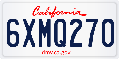 CA license plate 6XMQ270