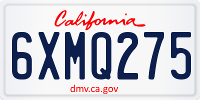CA license plate 6XMQ275