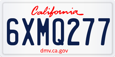 CA license plate 6XMQ277