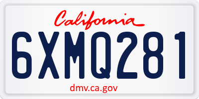 CA license plate 6XMQ281