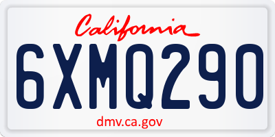 CA license plate 6XMQ290