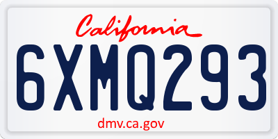 CA license plate 6XMQ293