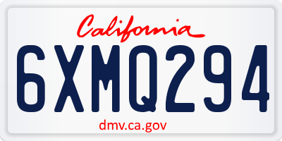 CA license plate 6XMQ294
