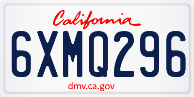 CA license plate 6XMQ296