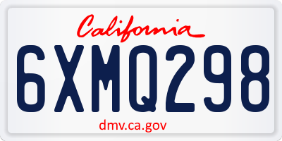 CA license plate 6XMQ298
