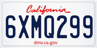 CA license plate 6XMQ299